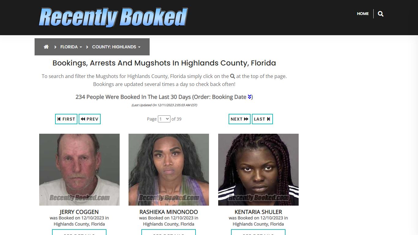 Bookings, Arrests and Mugshots in Highlands County, Florida